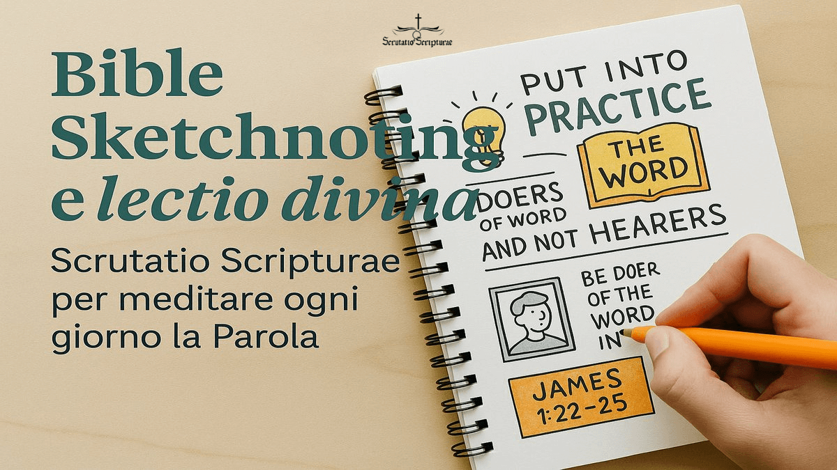 "Pagina di Bible Sketchnoting con disegni e versetti biblici"